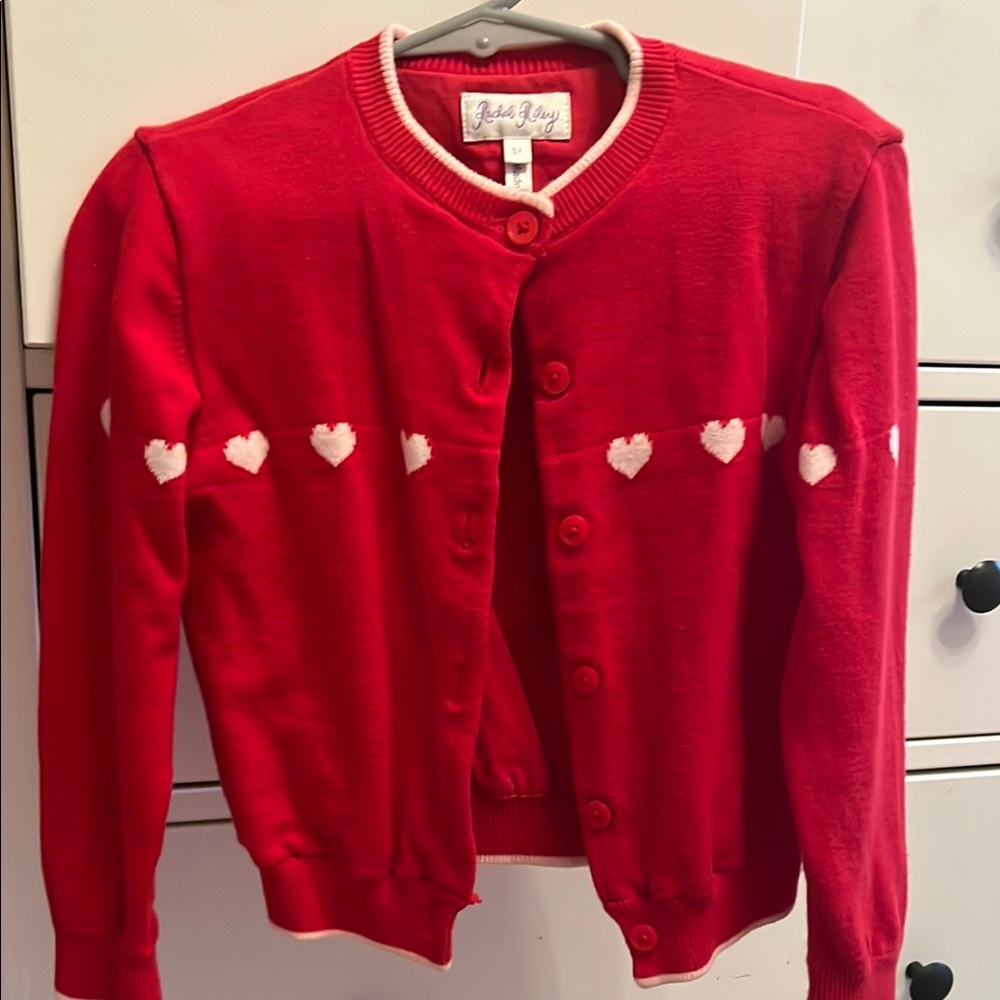 Red Cardigan with Heart Pattern